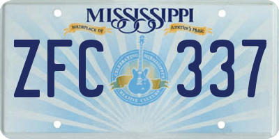 MS license plate ZFC337