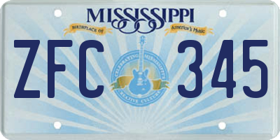 MS license plate ZFC345