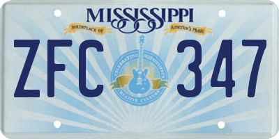 MS license plate ZFC347