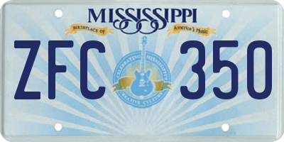 MS license plate ZFC350