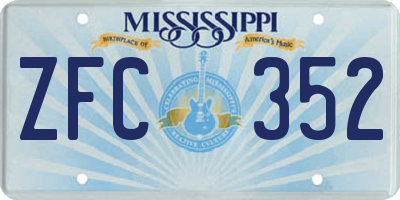 MS license plate ZFC352
