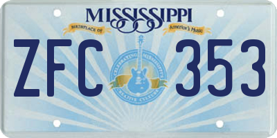 MS license plate ZFC353