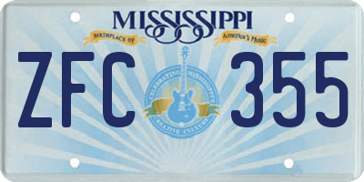 MS license plate ZFC355