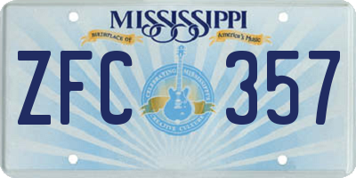 MS license plate ZFC357