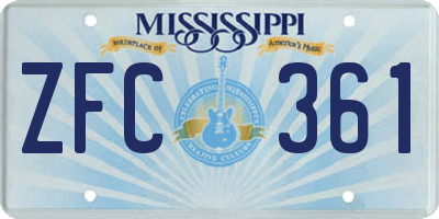 MS license plate ZFC361