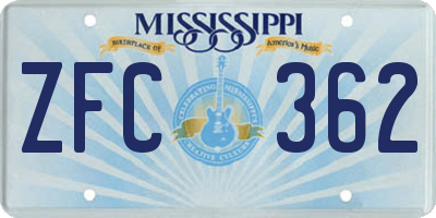 MS license plate ZFC362