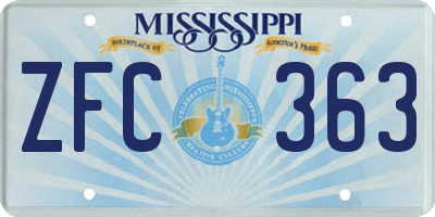 MS license plate ZFC363