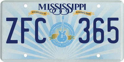 MS license plate ZFC365