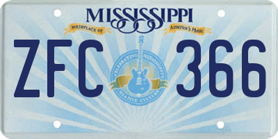 MS license plate ZFC366