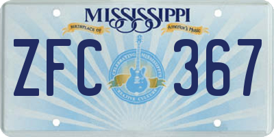 MS license plate ZFC367