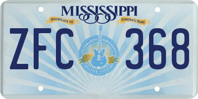 MS license plate ZFC368