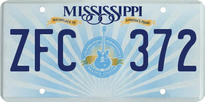 MS license plate ZFC372