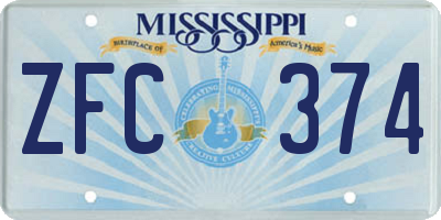 MS license plate ZFC374
