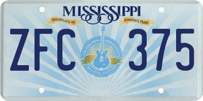 MS license plate ZFC375