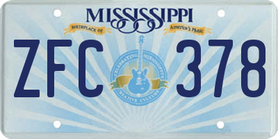 MS license plate ZFC378