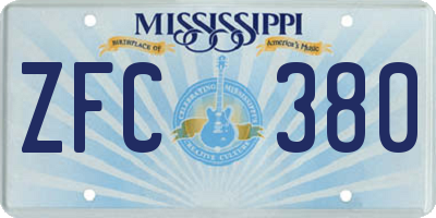 MS license plate ZFC380