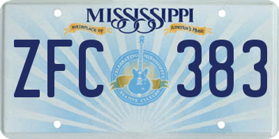 MS license plate ZFC383