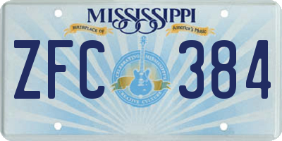 MS license plate ZFC384