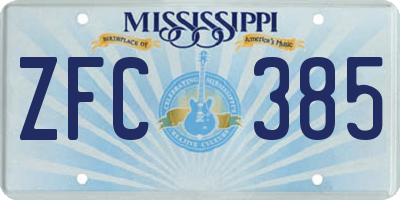 MS license plate ZFC385