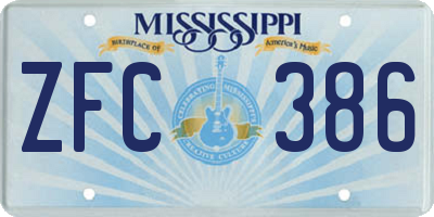 MS license plate ZFC386