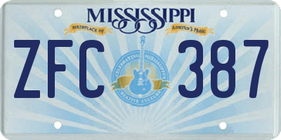 MS license plate ZFC387