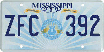MS license plate ZFC392
