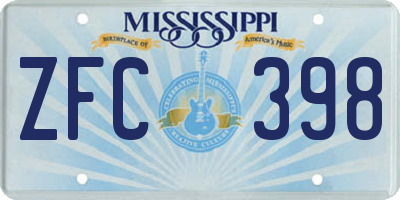 MS license plate ZFC398