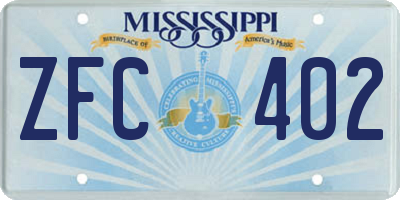 MS license plate ZFC402