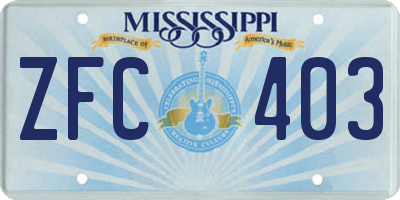 MS license plate ZFC403