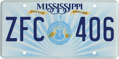 MS license plate ZFC406