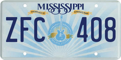 MS license plate ZFC408