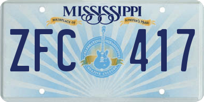 MS license plate ZFC417