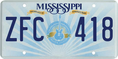 MS license plate ZFC418
