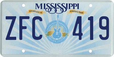 MS license plate ZFC419