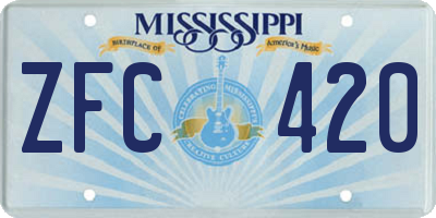 MS license plate ZFC420