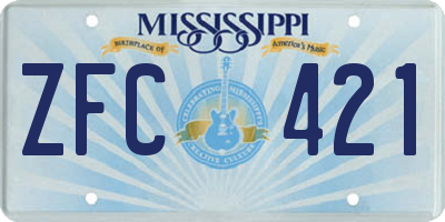 MS license plate ZFC421