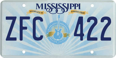 MS license plate ZFC422