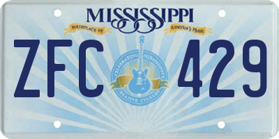 MS license plate ZFC429