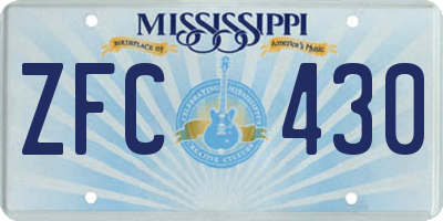MS license plate ZFC430