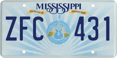 MS license plate ZFC431