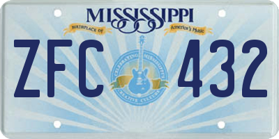 MS license plate ZFC432