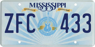 MS license plate ZFC433