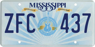 MS license plate ZFC437