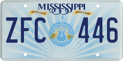MS license plate ZFC446