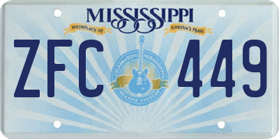 MS license plate ZFC449