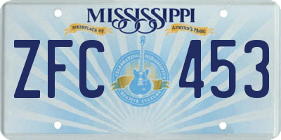 MS license plate ZFC453