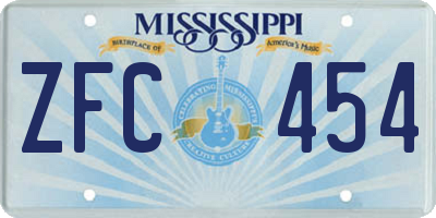 MS license plate ZFC454
