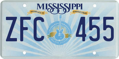 MS license plate ZFC455