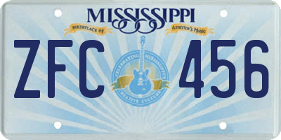 MS license plate ZFC456