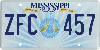 MS license plate ZFC457